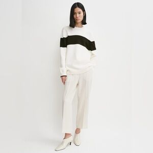 NWT $740 Toteme Striped Pattern Sweater In White